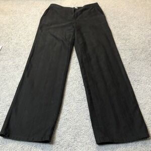 70s Gene Meyer Straight Trousers Pants Sz 8 Black Textured High Rise Goth Career